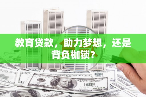 大观教育贷款，助力梦想，还是背负枷锁？
