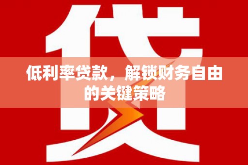 大观低利率贷款，解锁财务自由的关键策略