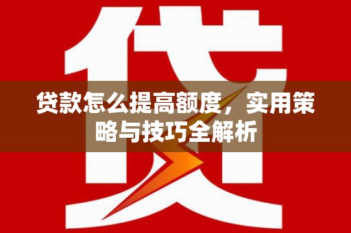 大观贷款怎么提高额度，实用策略与技巧全解析