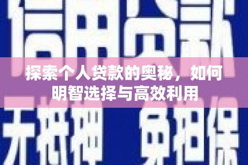 大观探索个人贷款的奥秘，如何明智选择与高效利用