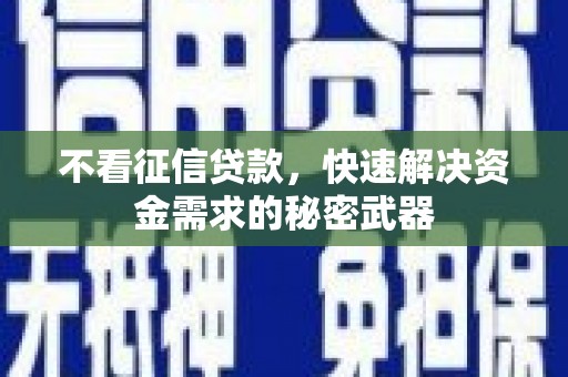 大观不看征信贷款，快速解决资金需求的秘密武器