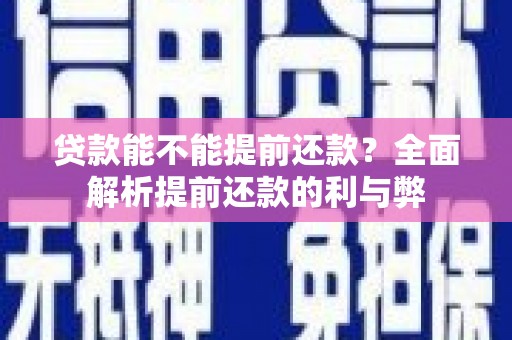 大观贷款能不能提前还款？全面解析提前还款的利与弊